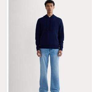 EVERLANE The Felted Merino Wool Soft Pullover Hoodie Men's Dark Navy Blue S $148